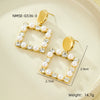 Stainless Steel 18K Electroplated Love Square Zircon Pearl Pendant Earrings For Women Fashion Style