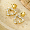 Stainless Steel 18K Electroplated Love Square Zircon Pearl Pendant Earrings For Women Fashion Style
