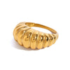 Stainless Steel 18K Gold Electroplated Croissant Ring Women's Hand Jewelry