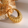 Stainless Steel 18K Gold Electroplated Croissant Ring Women's Hand Jewelry