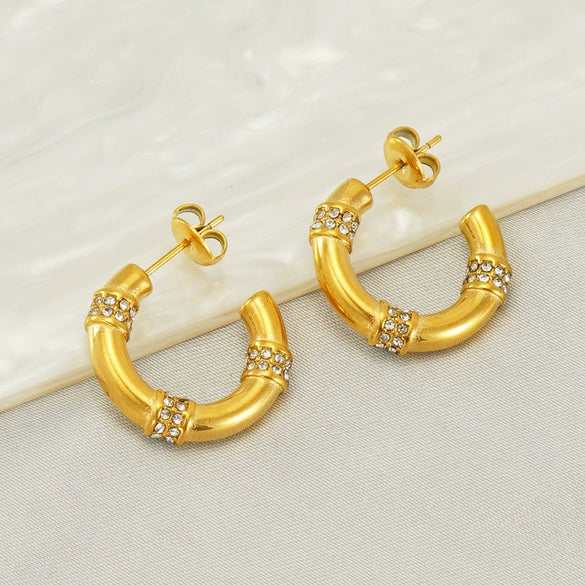 Stainless Steel 18K Gold Electroplated Geometric Women's Earrings