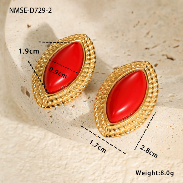 Stainless Steel 18K Gold Electroplated Horse Eye Women's Fashion Retro Earrings