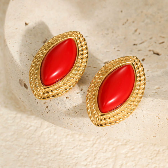 Stainless Steel 18K Gold Electroplated Horse Eye Women's Fashion Retro Earrings