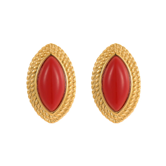 Stainless Steel 18K Gold Electroplated Horse Eye Women's Fashion Retro Earrings