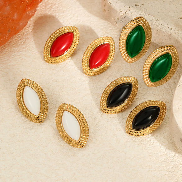 Stainless Steel 18K Gold Electroplated Horse Eye Women's Fashion Retro Earrings