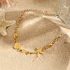 Stainless Steel 18K Gold Electroplated Ocean Wind Conch Shell Starfish Small Fish Women's Necklace