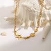 Stainless Steel 18K Gold Electroplated Ocean Wind Conch Shell Starfish Small Fish Women's Necklace