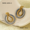 Stainless Steel 18K Gold Electroplated Striped Women's Earrings Retro Style