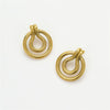 Stainless Steel 18K Gold Electroplated Striped Women's Earrings Retro Style