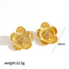 Stainless Steel 18K Gold Flower Geometric Diamond Women's Earrings