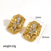 Stainless Steel 18K Gold Flower Geometric Diamond Women's Earrings