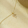 Stainless Steel 18K Gold Geometric Cross Pendant Inlaid With White Zircon Electroplated Women's Clavicle Necklace