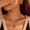 Stainless Steel 18K Gold Geometric Love Design Electroplated Diamond Necklace Fashion Women's Jewelry