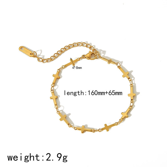 Stainless Steel 18K Gold Handmade Jewelry Accessories Bracelet Chain With Heart And Star Pattern Electroplated