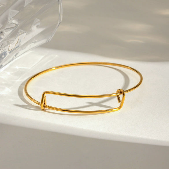 Stainless Steel 18K Gold Plated Adjustable Bracelet For Women Quiet Design Minimalist Style