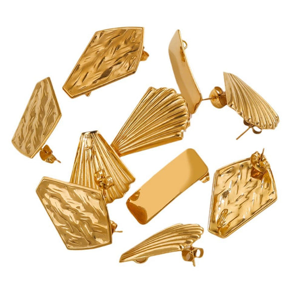 Stainless Steel 18K Gold Plated Electroplated Fish Pattern Diy Earrings Making Supplies Jewelry Accessories