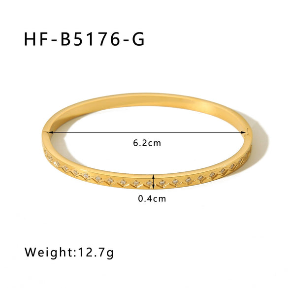 Stainless Steel 18K Gold Plated Electroplated Geometric Diamond Bracelet For Women