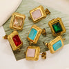 Stainless Steel 18K Gold Plated Electroplated Geometric Square Pendant For Diy Earrings With Inlaid Zircon