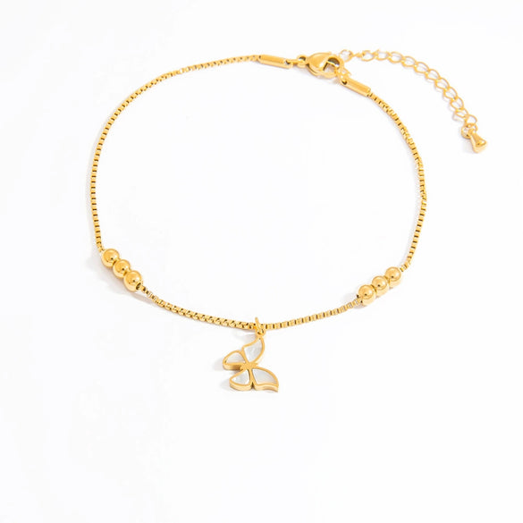Stainless Steel 18K Gold Plated Heart Shape Ornament Simple Retro Women's Anklet