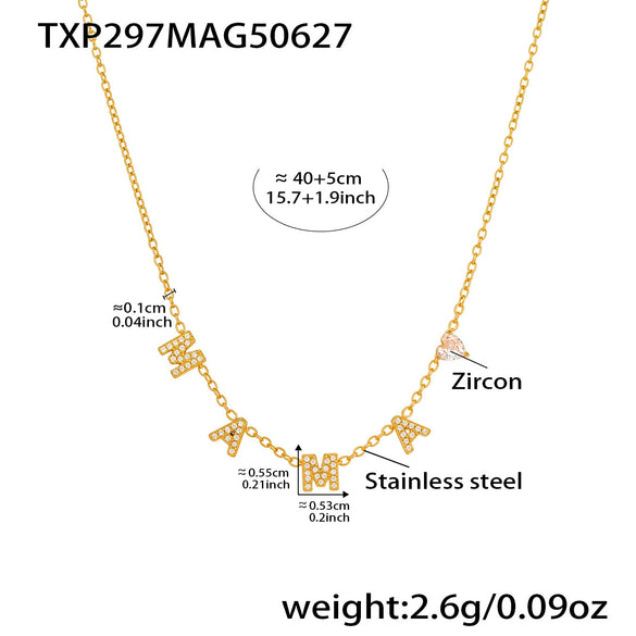 316L Stainless Steel 18K Gold Plated Heart Zircon Necklace And Bracelet Set Electroplated Fashion Jewelry