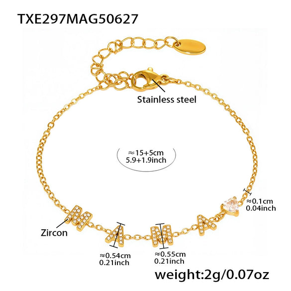 316L Stainless Steel 18K Gold Plated Heart Zircon Necklace And Bracelet Set Electroplated Fashion Jewelry