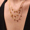 316L Stainless Steel 18K Gold Plated Heart Zircon Necklace And Bracelet Set Electroplated Fashion Jewelry