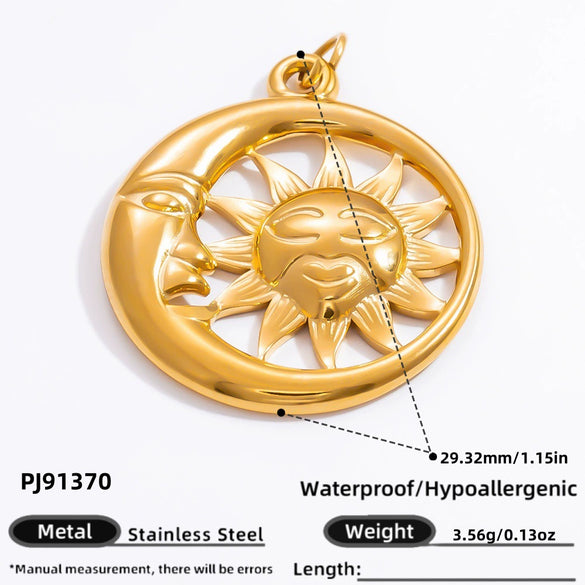 Stainless Steel 18K Gold Plated Jewelry Accessories Sun Love Pendant Bracelet Necklace Handmade