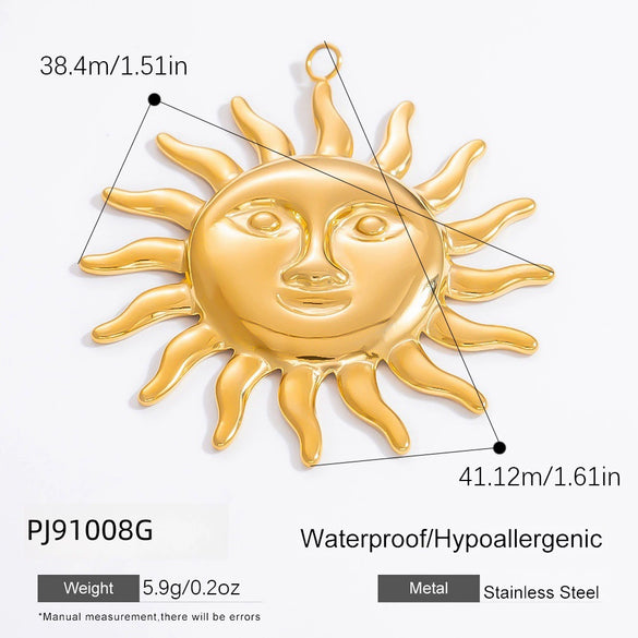 Stainless Steel 18K Gold Plated Jewelry Accessories Sun Love Pendant Bracelet Necklace Handmade