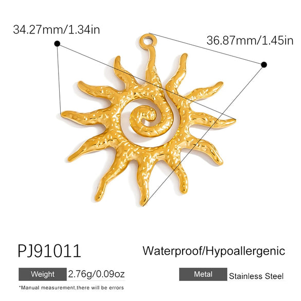 Stainless Steel 18K Gold Plated Jewelry Accessories Sun Love Pendant Bracelet Necklace Handmade