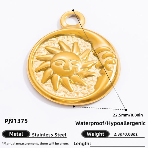 Stainless Steel 18K Gold Plated Jewelry Accessories Sun Love Pendant Bracelet Necklace Handmade