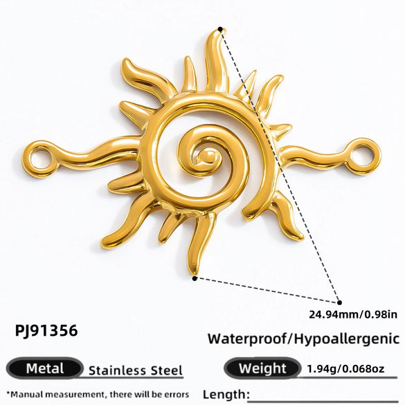 Stainless Steel 18K Gold Plated Jewelry Accessories Sun Love Pendant Bracelet Necklace Handmade