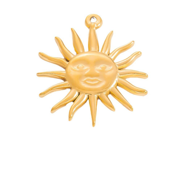Stainless Steel 18K Gold Plated Jewelry Accessories Sun Love Pendant Bracelet Necklace Handmade