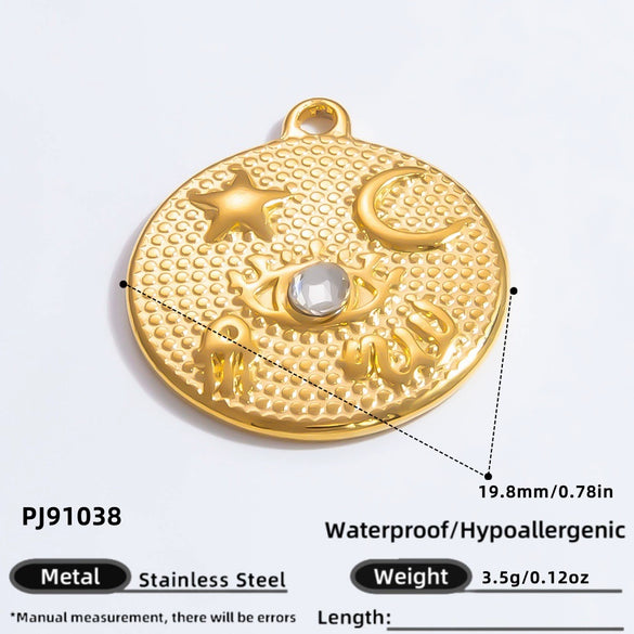 Stainless Steel 18K Gold Plated Jewelry Accessories Sun Love Pendant Bracelet Necklace Handmade