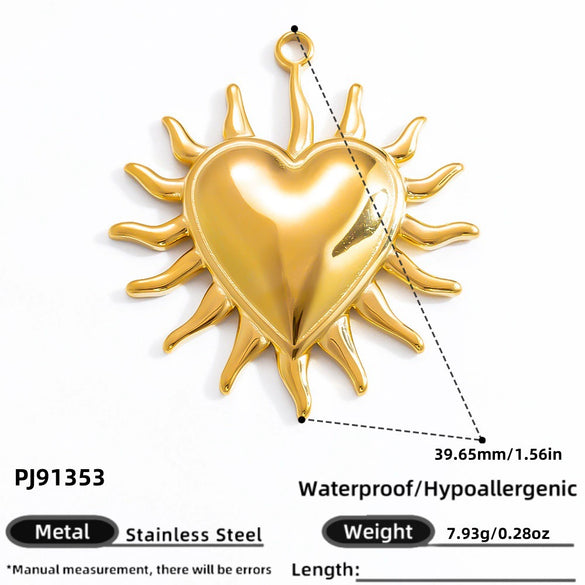 Stainless Steel 18K Gold Plated Jewelry Accessories Sun Love Pendant Bracelet Necklace Handmade