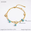 Stainless Steel 18K Gold Plated Life Tree Turquoise Zircon Pearl Anklet For Women