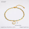 Stainless Steel 18K Gold Plated Life Tree Turquoise Zircon Pearl Anklet For Women