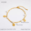 Stainless Steel 18K Gold Plated Life Tree Turquoise Zircon Pearl Anklet For Women