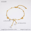 Stainless Steel 18K Gold Plated Life Tree Turquoise Zircon Pearl Anklet For Women