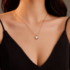 Stainless Steel 18K Gold Plated Moonstone Necklace For Women Simple Versatile Love Style
