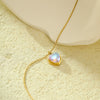 Stainless Steel 18K Gold Plated Moonstone Necklace For Women Simple Versatile Love Style
