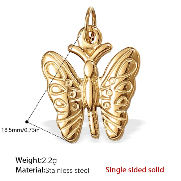 316L Stainless Steel 18K Gold Plated Pendant Jewelry Butterfly Flower Leaf Shape