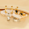 Stainless Steel 18K Gold Plated Rectangular Earrings With Heart Shaped Fritillary Inlay Electroplated