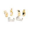 Stainless Steel 18K Gold Plated Rectangular Earrings With Heart Shaped Fritillary Inlay Electroplated