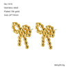 316L Stainless Steel 18K Gold Plated Round Bead Bow Earrings Jewelry