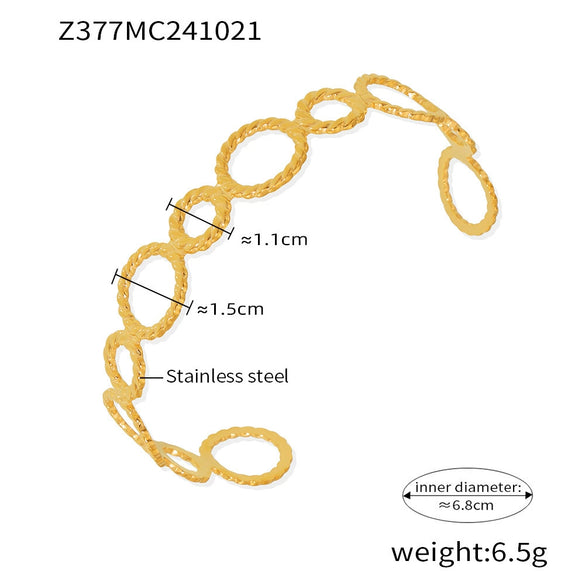 316L Stainless Steel 18K Gold Plated Simple Geometric Splicing Open Bracelet
