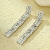 Stainless Steel 18K Gold Plated Square Hammer Pattern Long Tassel Retro Exaggerated Women's Earrings
