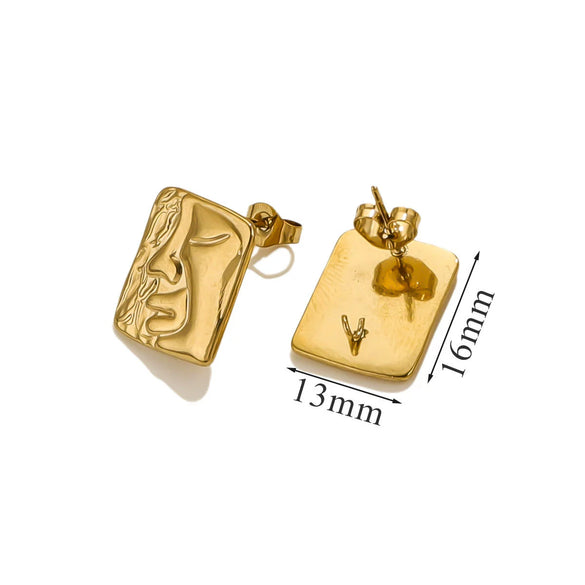 Stainless Steel 18K Gold Plated Square Open Ring Fashion Original Design Diy Earrings