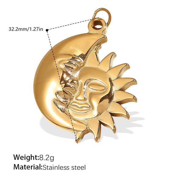 316L Stainless Steel 18K Gold Plated Sun Moon Pendant Jewelry Fashion Necklace For Women