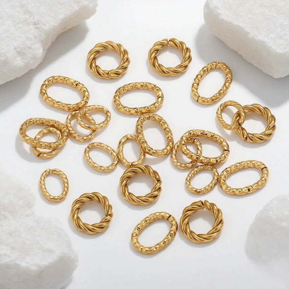 Stainless Steel 18K Gold Plated Twistshaped Ring Diy Jewelry Accessories