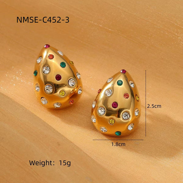 Stainless Steel 18K Gold Plated Women's Drop Earrings Jewelry